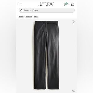 J. Crew Kate Straight-Leg pant Faux Leather Black Size 4